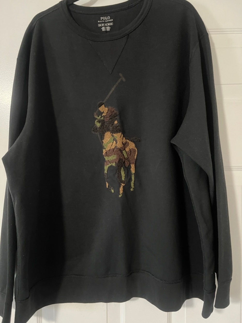 Polo by Ralph Lauren Black Crewneck with Multicolor Polo Pony Embroidery